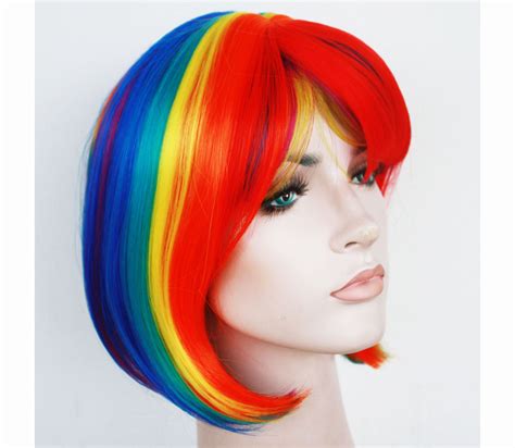 Embrace the Vibrant Hues with our Captivating Rainbow Hair Wig Real Hair