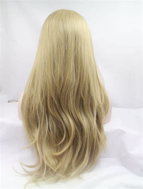 Embracing the allure of Synthetic Long Blonde Lace Front 26" Without Bangs Wavy Wigs