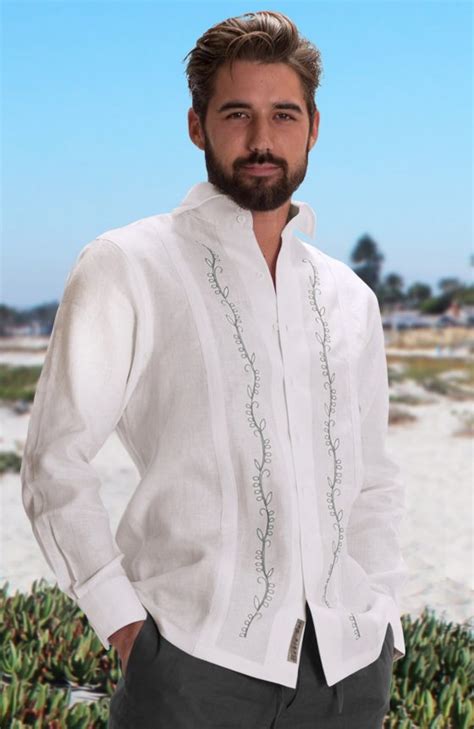 Embroidered Linen Shirt Mens