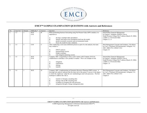 Emci Sample Examination Questions With Answers And Reader