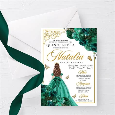 Emerald Green Quince Invitations Template