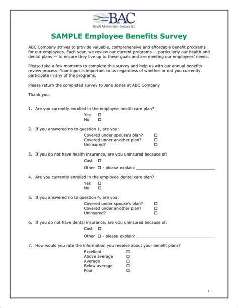 Employee Benefits Survey Template