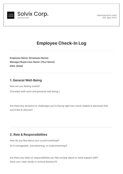Employee Check-in Template