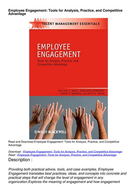 Employee Engagement Tools for Analysis, Practice, and Competitive Advantage PDF