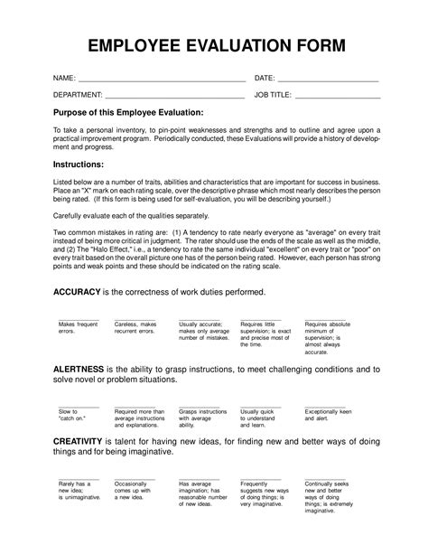 Employee Evaluation Form Answers Reader