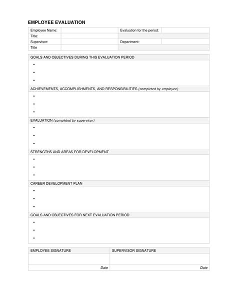 Employee Evaluation Forms Template