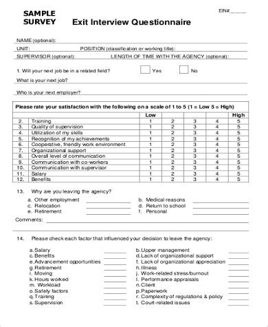 Employee Exit Survey Template