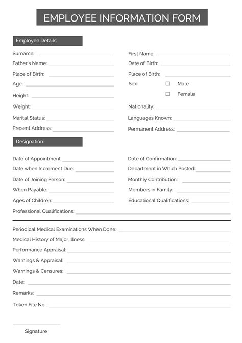 Employee Information Template Word