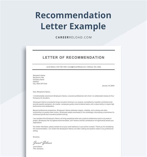 Employee Letter Of Recommendation Template