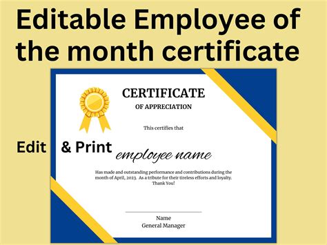 Employee Of The Month Template Free