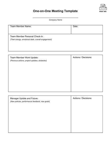Employee One-on-one Meeting Template Doc