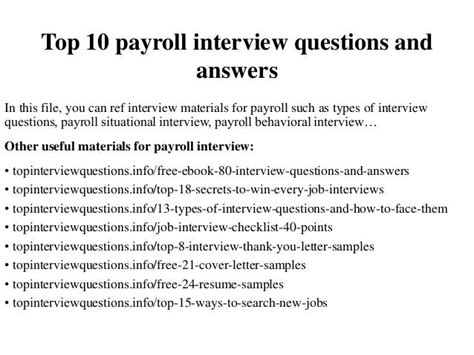 Employee Payroll Questions And Answers Reader