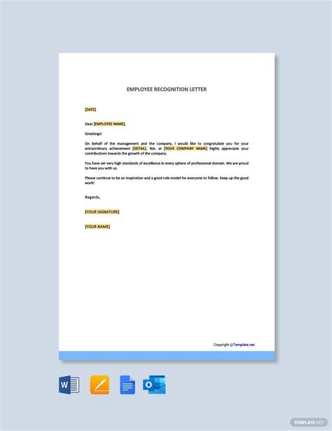 Employee Recognition Letter Template