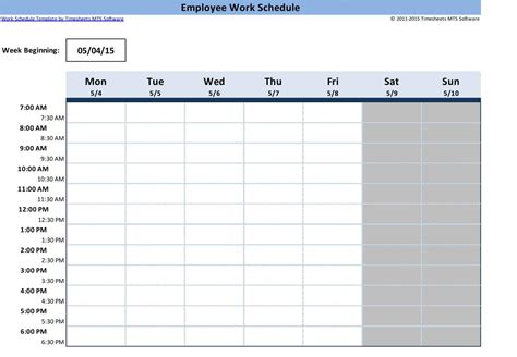 Employee Schedules Templates