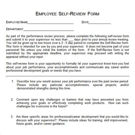 Employee Self Performance Evaluation Answer Examples Epub