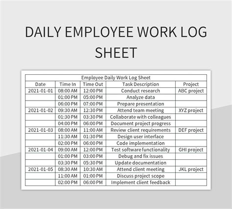 Employee daily work log sheet Ebook PDF