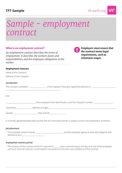 Employer Contract Template