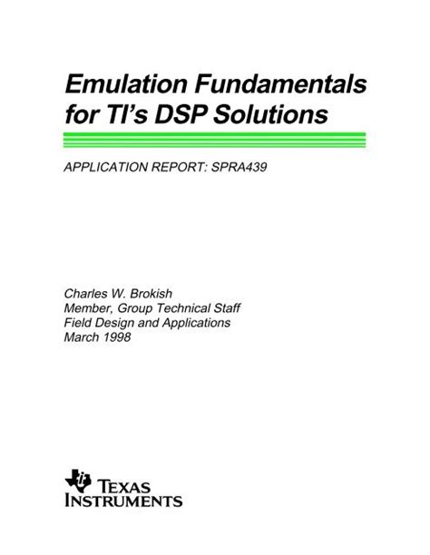 Emulation Fundamentals For Tis Dsp Solutions Kindle Editon
