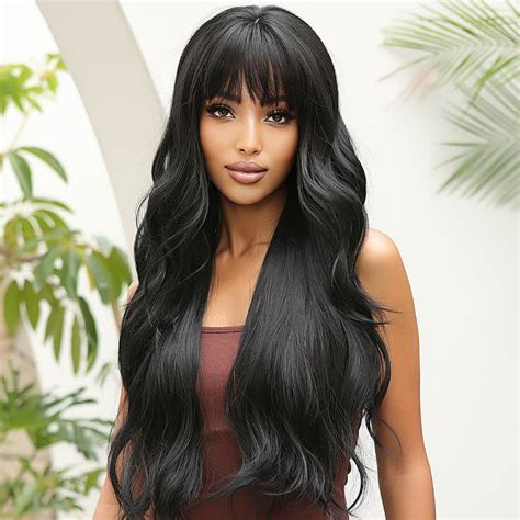 Enchanting Enigma: 45+ Long Black Hair Wigs with Bangs