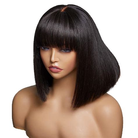 Enchanting Short Black Wig With Bangs