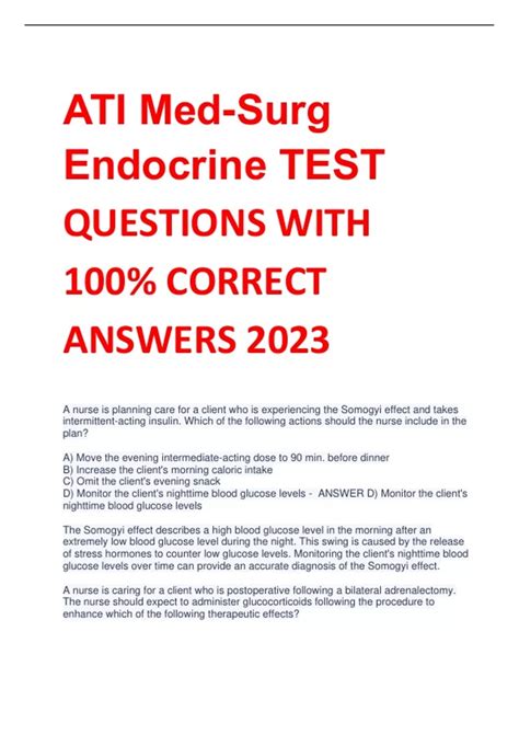 Endocrine Ati Answers Kindle Editon