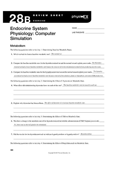 Endocrine System Physiology Computer Simulation Answers PDF