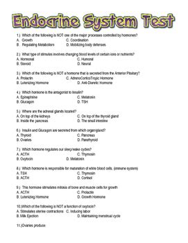 Endocrine System Short Answer Questions Epub