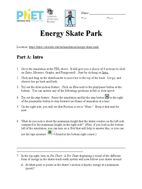 Energy Skate Park Worksheet Answers Reader