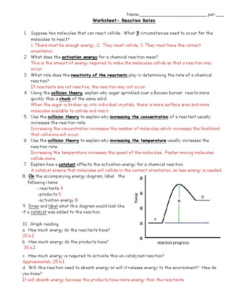 Energy Worksheet 1 Reaction Rates Answers Reader