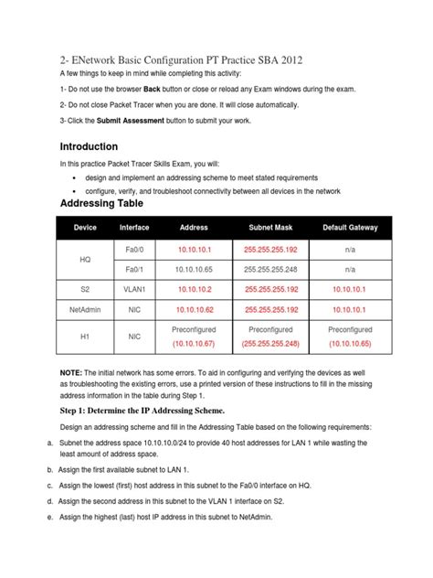 Enetwork Pt Practice Sba 2012 Answers Epub