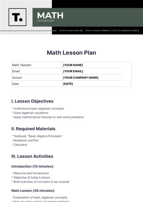 Engageny Math Lesson Plan Template Ebook Reader