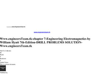 Engineering Electromagnetics Drill Solution Ch 7 Doc