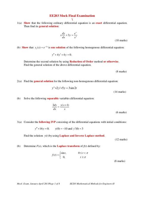 Engineering Mathematics Quiz Questions With Answers Reader