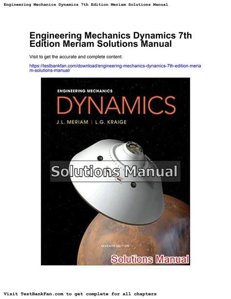 Engineering Mechanics Dynamics 7th Edition Meriam Solution 2 Kindle Editon