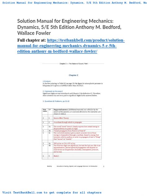 Engineering Mechanics Dynamics Bedford Solutions Manual PDF