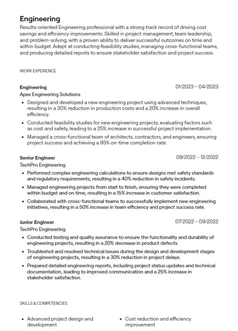 Engineering Resume Templates