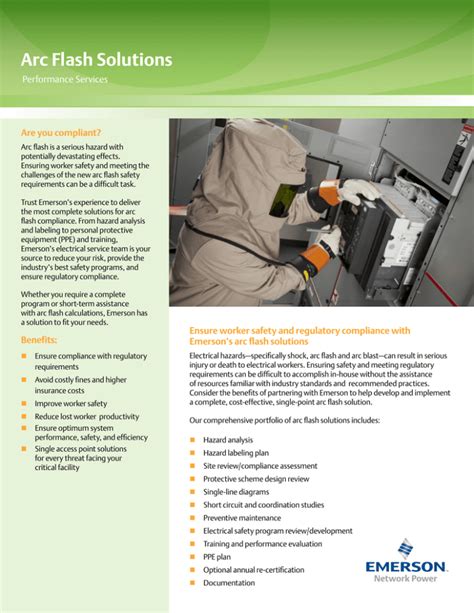 Engineering Services Arc Flash Solutions Emerson Network Reader