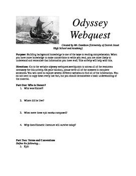 English 9 The Odyssey Webquest Answers Epub