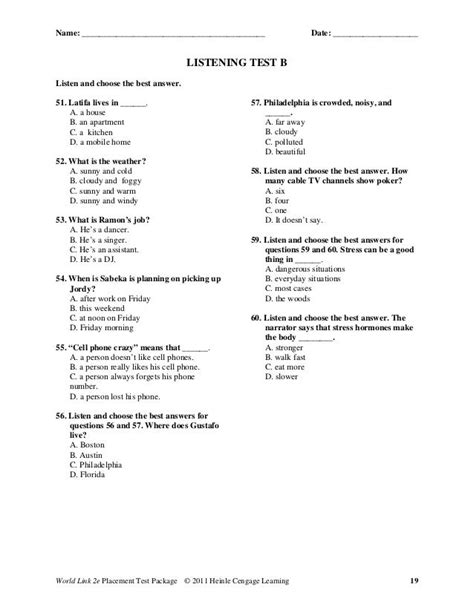 English Assessment Test Answers Los Rios PDF