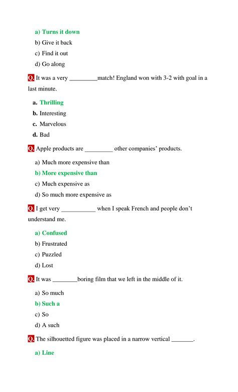 English Grammar Test With Answers Free Epub