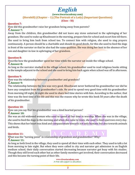 English Hornbill Class 11 Question And Answers Doc