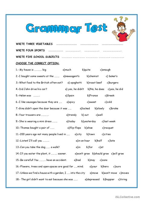 English Level Test Printable With Answer Key PDF