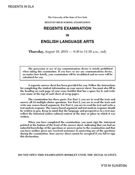 English Regents Review Sheet Answer Key PDF