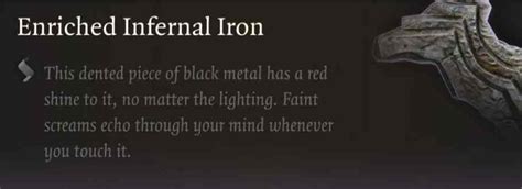 Enriched Infernal Iron BG3: A Revolutionary Advance in Weaponry