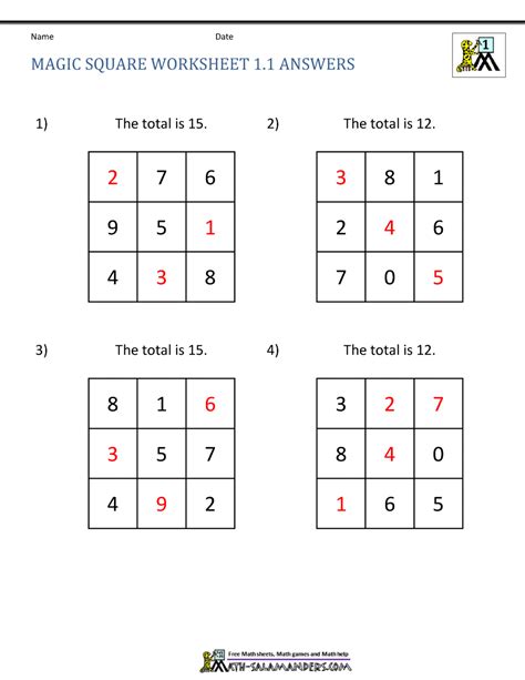 Enrichment Magic Square Answers PDF