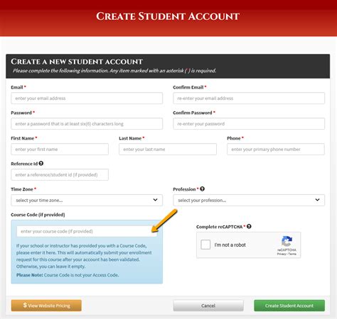 Enter your course information: