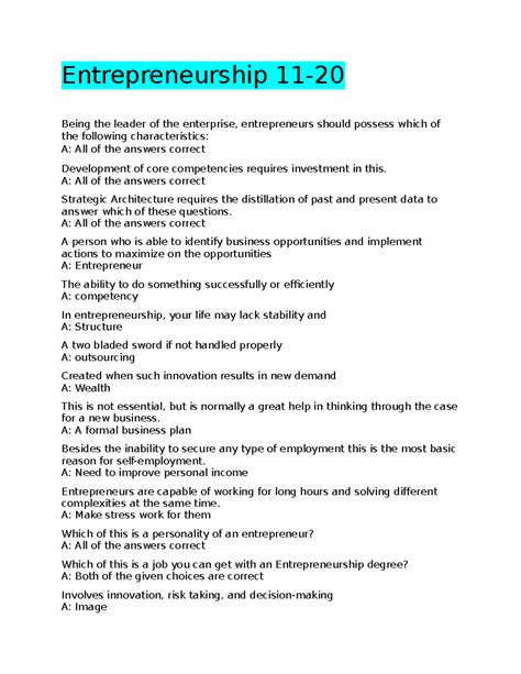 Entrepreneurship 11th Edition Answer Key Epub