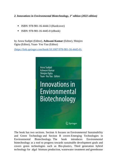 Environmental Biotechnology 1st Edition Doc