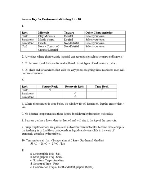 Environmental Geology Laboratory Answer Key Reader