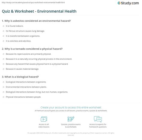 Environmental Health Questions And Answers Doc